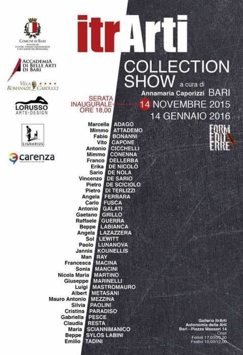 Bari, ''ItrArti collection show'': mostra collettiva di arte contemporanea