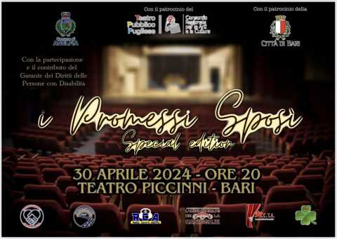 Bari, al Teatro Piccinni in scena ''I Promessi Sposi Special Edition'' con attori diversamente abili