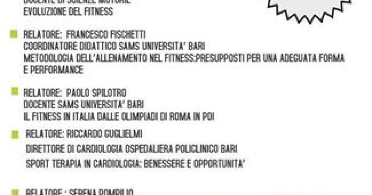 Bari, convegno ''Evoluzione del mercato del fitness'' al CUS