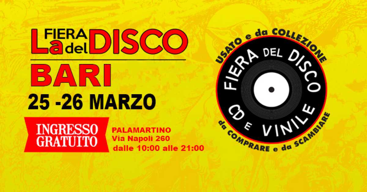 Bari, al Palamartino la sesta edizione della Fiera del Disco, Cd e Vinile