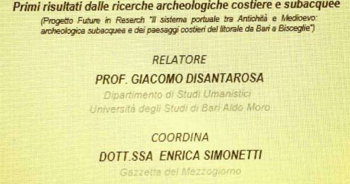 Bari, Museo Civico: presentazione dei risultati delle ricerche archeologiche subacquee