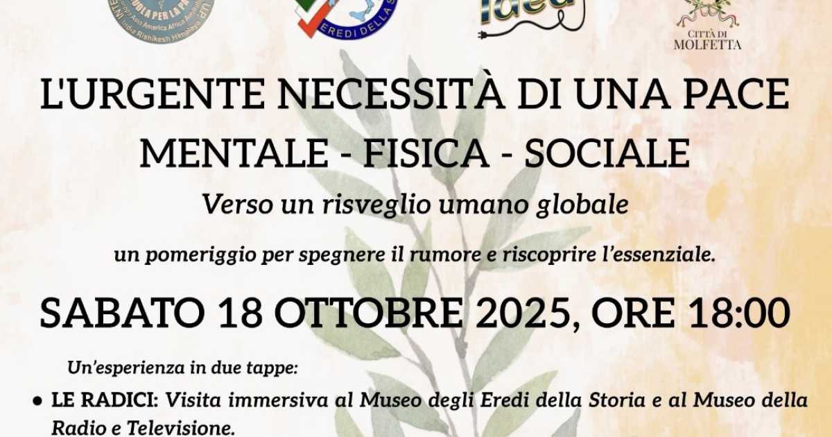 Molfetta, la conferenza ''L'urgente necessit� di una pace mentale, fisica, sociale''