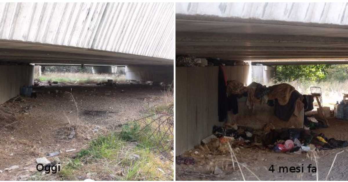 La casa sotto il ponte di via Caldarola non c'� pi�: sgomberata dai vigili