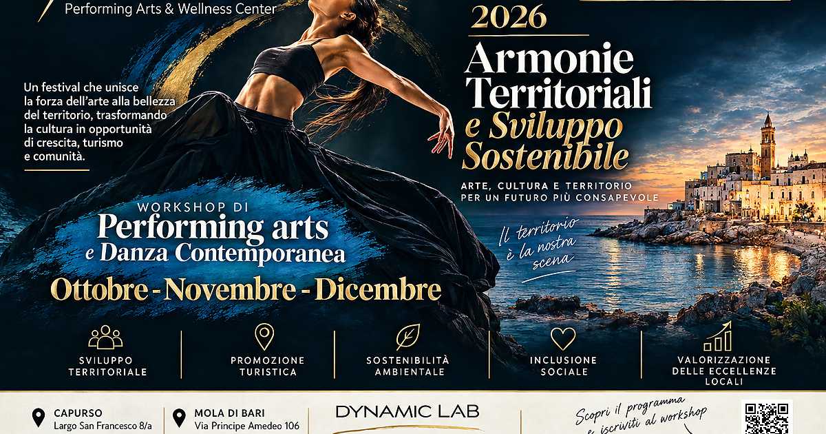 Al via l'edizione del Performing Arts Festival ''Armonie Territoriali e Sviluppo sostenibile''