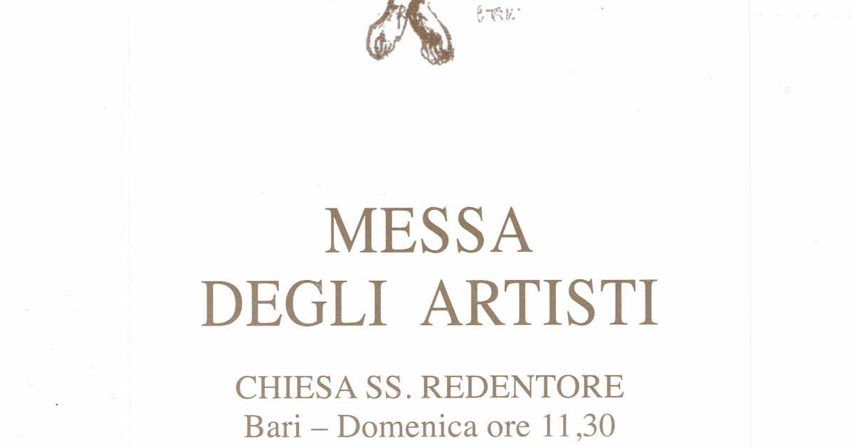 Bari, ritorna la Messa degli Artisti: ogni prima domenica del mese al Redentore