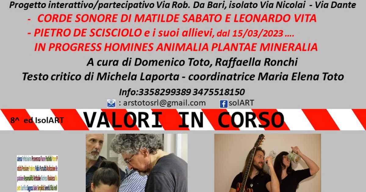 Bari, Valori in Corso: torna ''IsolArt, citt�, isolato e arti''