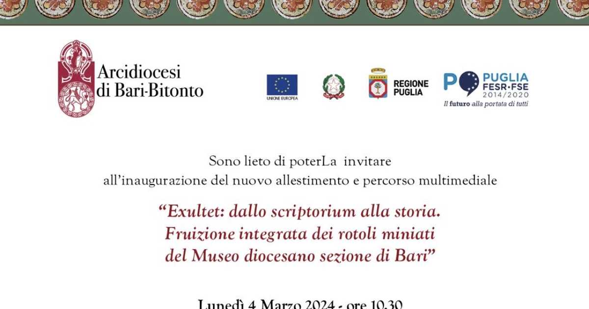 Bari, riapre il Museo Diocesano: di nuovo visitabili i preziosi Exultet