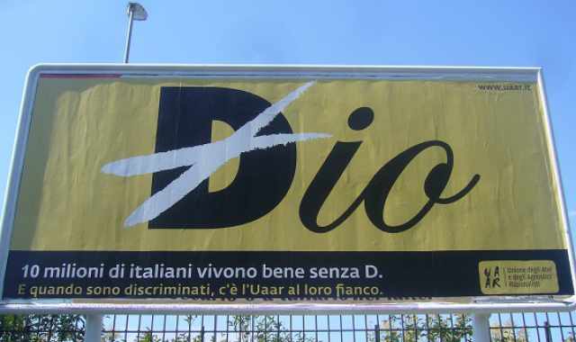 Cartello ''contro'' Dio, L'Uaar: Non ce l'abbiamo con le religioni