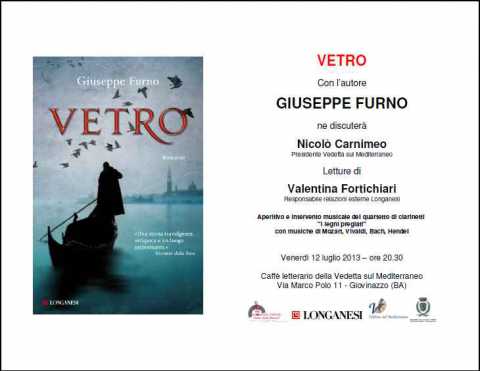 Giovinazzo, presentazione del libro ''Vetro''