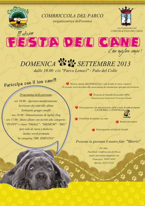 Palo del Colle, terza edizione della ''Festa del cane'' all'interno del parco Lenoci