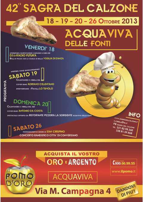 Acquaviva delle Fonti, 42^ edizione della ''Sagra del calzone''