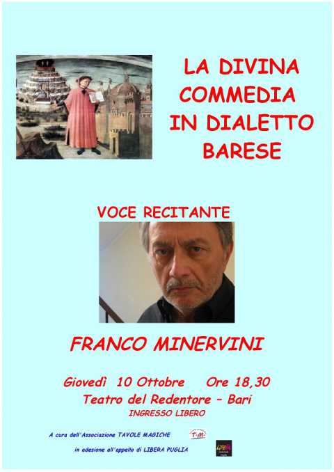 Bari, la Divina Commedia in dialetto barese al Teatro del Redentore
