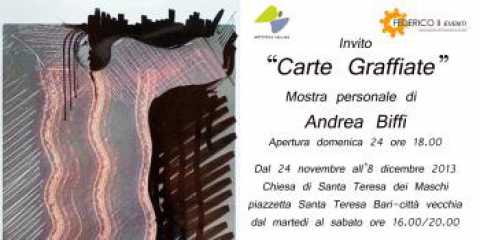 Bari, ''Carte graffiate'': personale di Andrea Biffi a Santa Teresa dei Maschi