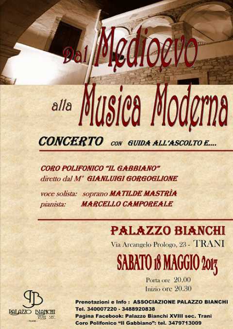 Trani, il Coro Polifonico ''Il Gabbiano'' in concerto a Palazzo Bianchi