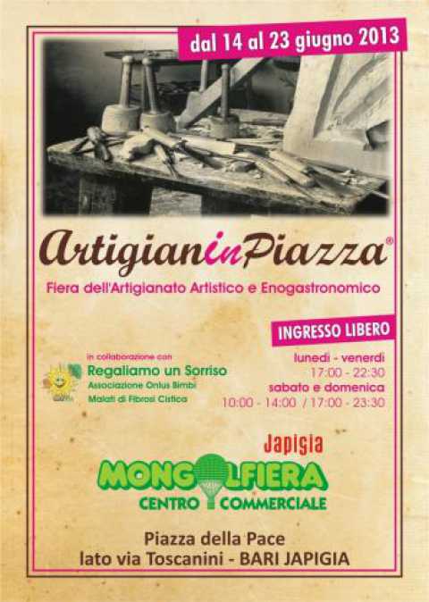 Bari, ''Artigianinpiazza'': artigianato artistico e agroalimentare in mostra