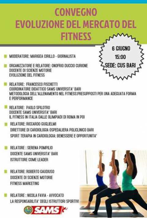 Bari, convegno ''Evoluzione del mercato del fitness'' al CUS
