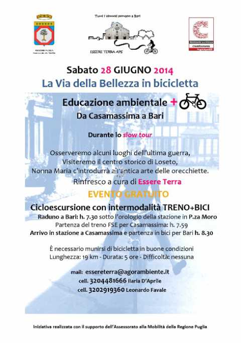 Casamassima, ciclopasseggiata ''La via della Bellezza in bicicletta''