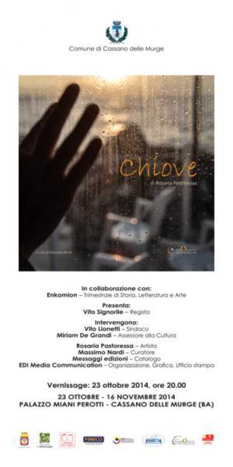 Cassano, ''Chove'': mostra fotografica di Rosaria Pastoressa