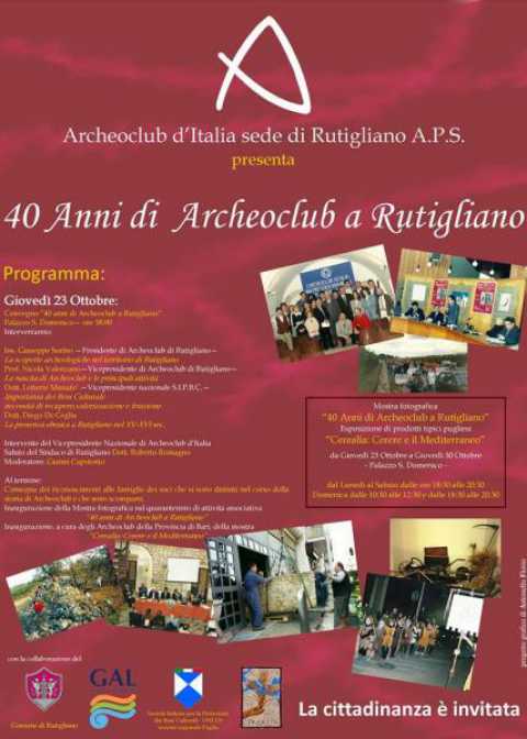 Rutigliano, due mostre per i 40 anni di presenza di Archeoclub d'Italia