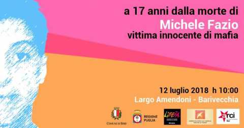 Bari: in largo Amendoni ricordo di Michele Fazio, vittima delle mafie