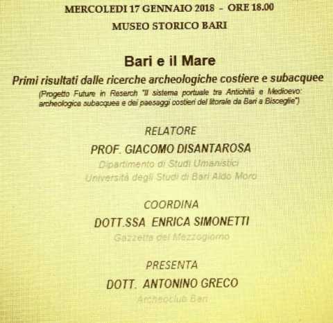 Bari, Museo Civico: presentazione dei risultati delle ricerche archeologiche subacquee