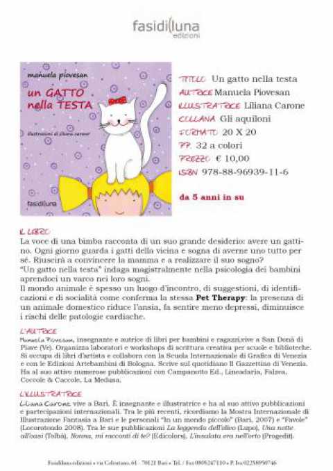 Bari, presentazione del libro ''Un gatto nella testa'' a Svoltastorie