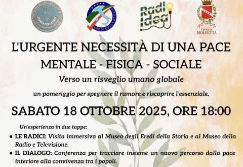 Molfetta, la conferenza ''L'urgente necessit di una pace mentale, fisica, sociale''