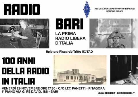 Bari, 100 anni della radio in Italia: un evento commemorativo sulla storia di Radio Bari