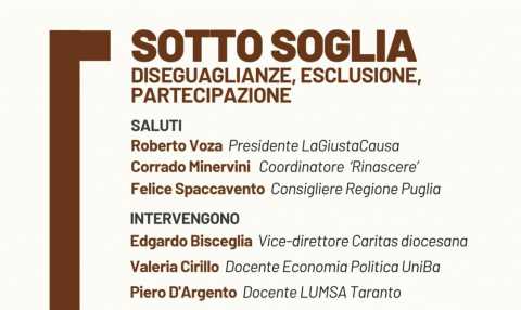 Molfetta, l'incontro ''Sotto soglia'' sui temi del welfare e delle disuguaglianze