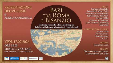 Al museo Civico la presentazione del volume ''Bari tra Roma e Bisanzio''