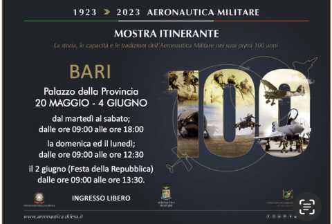 Bari, al Palazzo della Provincia la mostra ''Cento Anni dell'Aeronautica Militare''