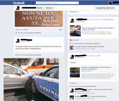 A 17 anni causa un incidente d'auto e si compiace su facebook