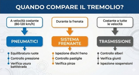 Perché il volante trema a 100 km/h o quando freni e come risolvere