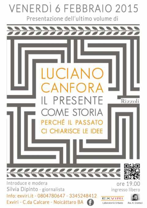 Noicattaro, Luciano Canfora presenta Il presente come storia