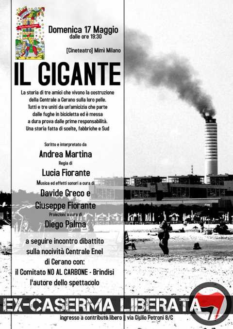 Bari, ''Il gigante'': spettacolo teatrale all'ex Caserma Rossani