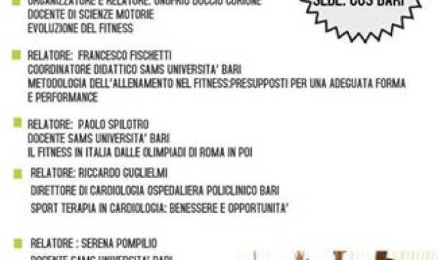 Bari, convegno ''Evoluzione del mercato del fitness'' al CUS