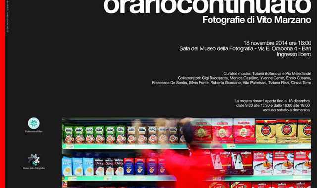 Bari, ''ORARIOCONTINUATO'': mostra fotografica di Vito Marzano