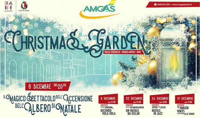 Bari, tra musica e danza si accendono l'albero di Natale e il ''Christmas garden''