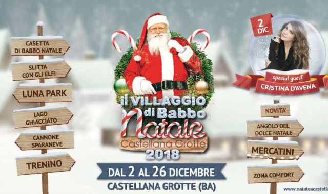 Castellana, gli eventi del Villaggio di Babbo Natale al via con Cristina d'Avena