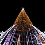 E, superato il cancello, eccoci davanti a un albero di Natale di 12 metri coronato da una grande stella, realizzato con telaio in alluminio e �avvolto� da 400 metri di led