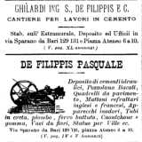 La ditta De Filippis aveva la sua fabbrica sull�extramurale Capruzzi e numerosi uffici di rappresentanza in via Sparano e in piazza Ateneo