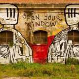 Murales di Bibbil� realizzato negli spazi della Caserma Rossani, in via Giulio Petroni