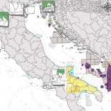 In quest'altra cartina sono visibili in viola i depositi di ordigni che le eventuali trivellazioni andrebbero a intercettare