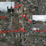 La mappa di Google mostra in alto l'incrocio con via Bellomo, in mezzo l'interruzione di via Matarrese e in basso il motivo per cui la circolazione � interdetta ai veicoli: l'assenza di una rotatoria all'incrocio con via Beato Josemar�a Escriv�