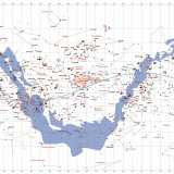 La Carta del Cielo disegnata da Charles Messier, astronomo francese del '700. La linea azzurra � l'eclittica, utile per stabilire i segni zodiacali