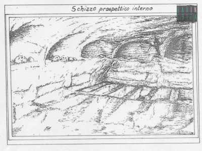 Schizzo degli interni dell'ipogeo