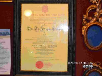 Il riconoscimento dell'Academia gentium pro pace, ricevuto nel 2005