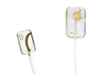 Lecca-lecca al verme e '24 karat gold lollipop'