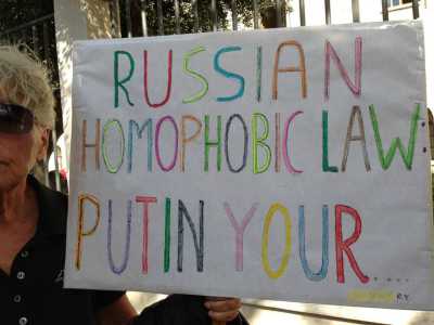 il cartellone di protesta contro putin