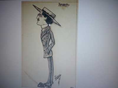 Una vignetta caricaturale che ritrae Sebastiano Arturo Luciani realizzata da Michele Castellaneta nel 1913 e conservata nel suo archivio 
